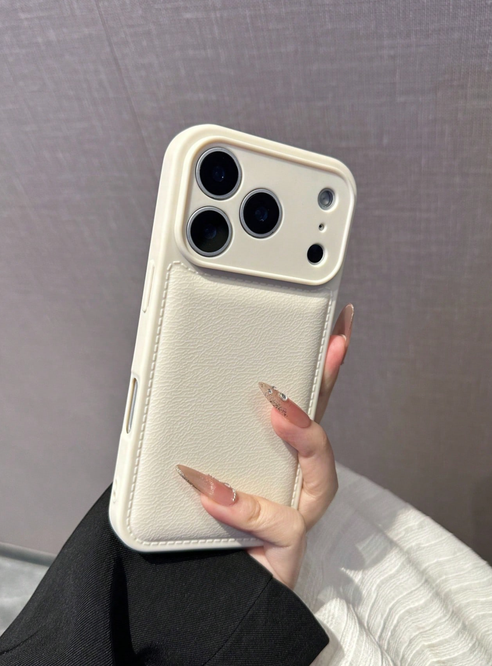 Minimalist Solid White Color Leather